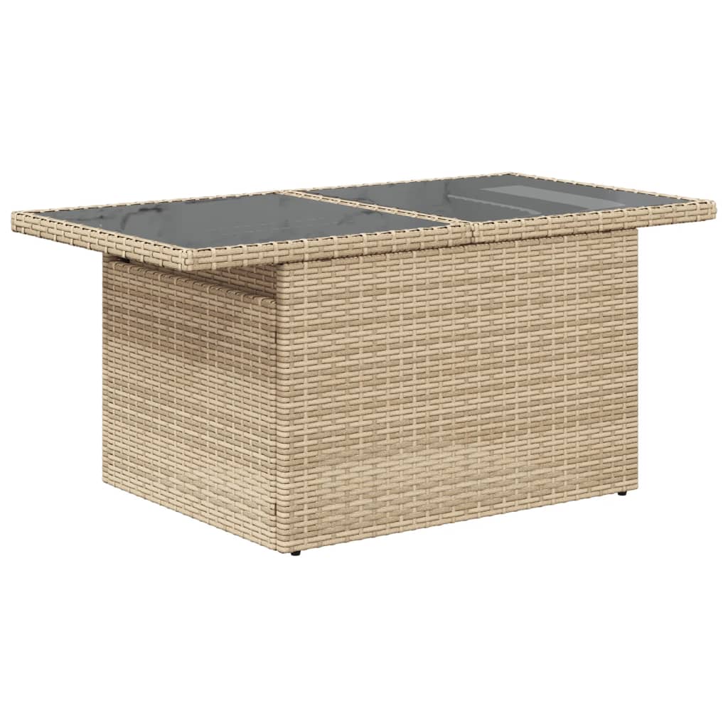 Tavolo da Giardino Piano in Vetro Beige 100x55x73 cm Polyrattan 366059