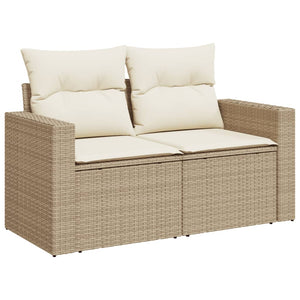 Divano da Giardino con Cuscini a 2 Posti Beige in Polyrattan 366060