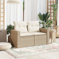 Divano da Giardino con Cuscini a 2 Posti Beige in Polyrattan 366060