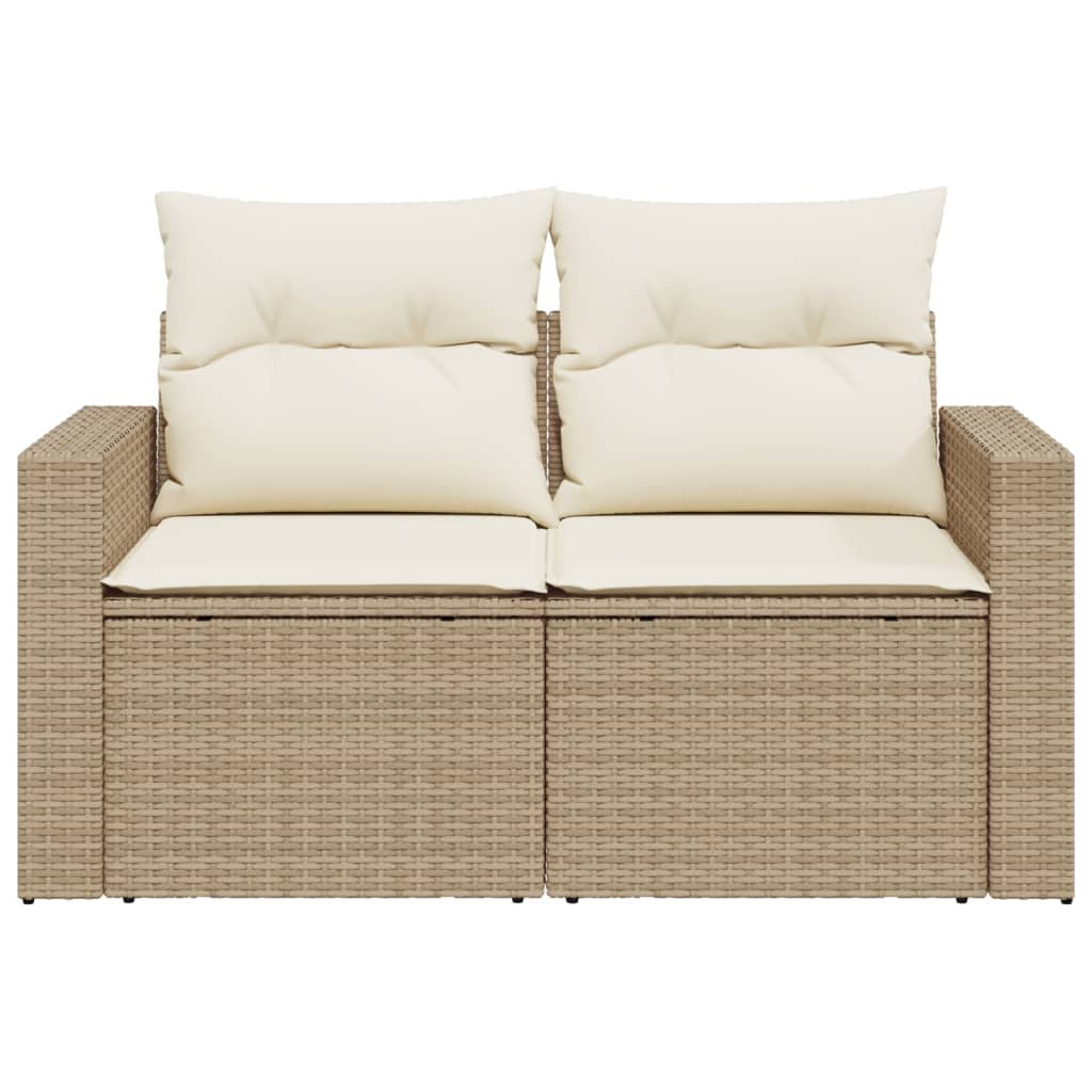 Divano da Giardino con Cuscini a 2 Posti Beige in Polyrattan 366060