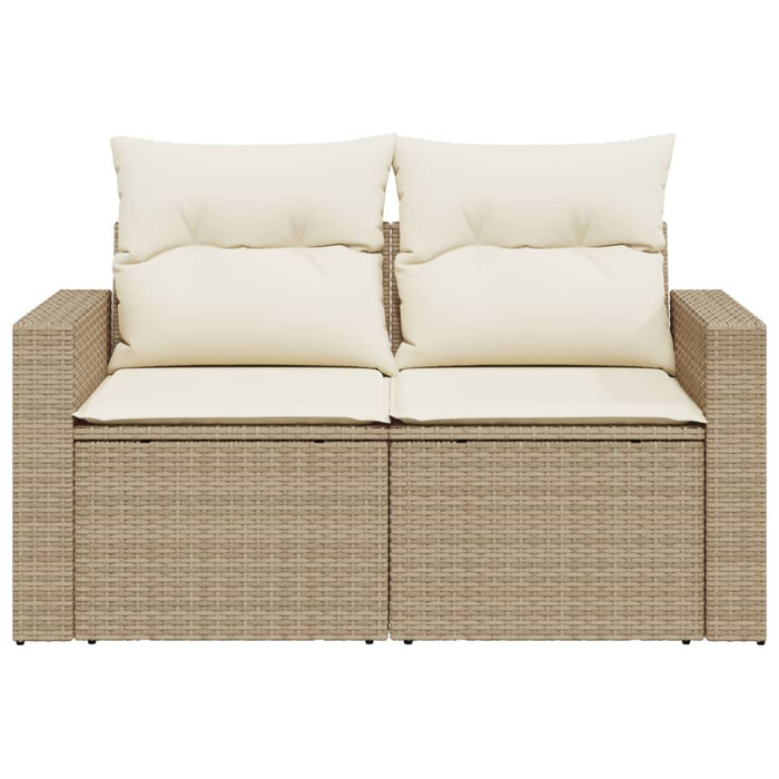 Divano da Giardino con Cuscini a 2 Posti Beige in Polyrattan 366060