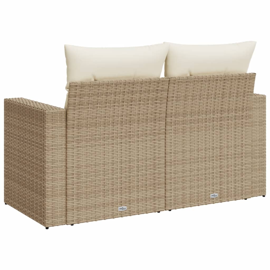 Divano da Giardino con Cuscini a 2 Posti Beige in Polyrattan 366060