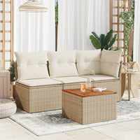 Tavolo da Giardino Beige 55x55x37 cm Polyrattan e Legno Acacia 366064