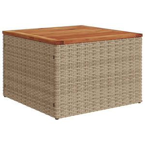 Tavolo da Giardino Beige 55x55x37 cm Polyrattan e Legno Acacia 366064