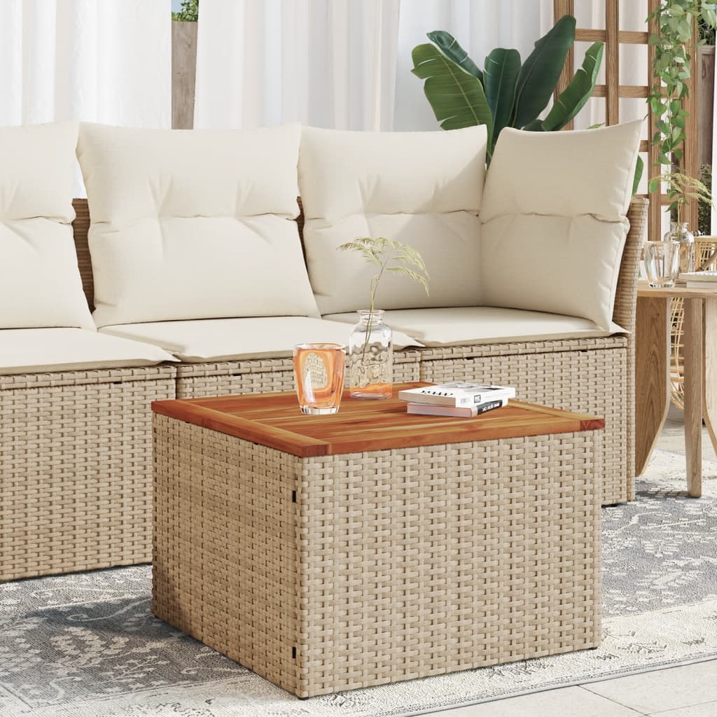 Tavolo da Giardino Beige 55x55x37 cm Polyrattan e Legno Acacia 366064