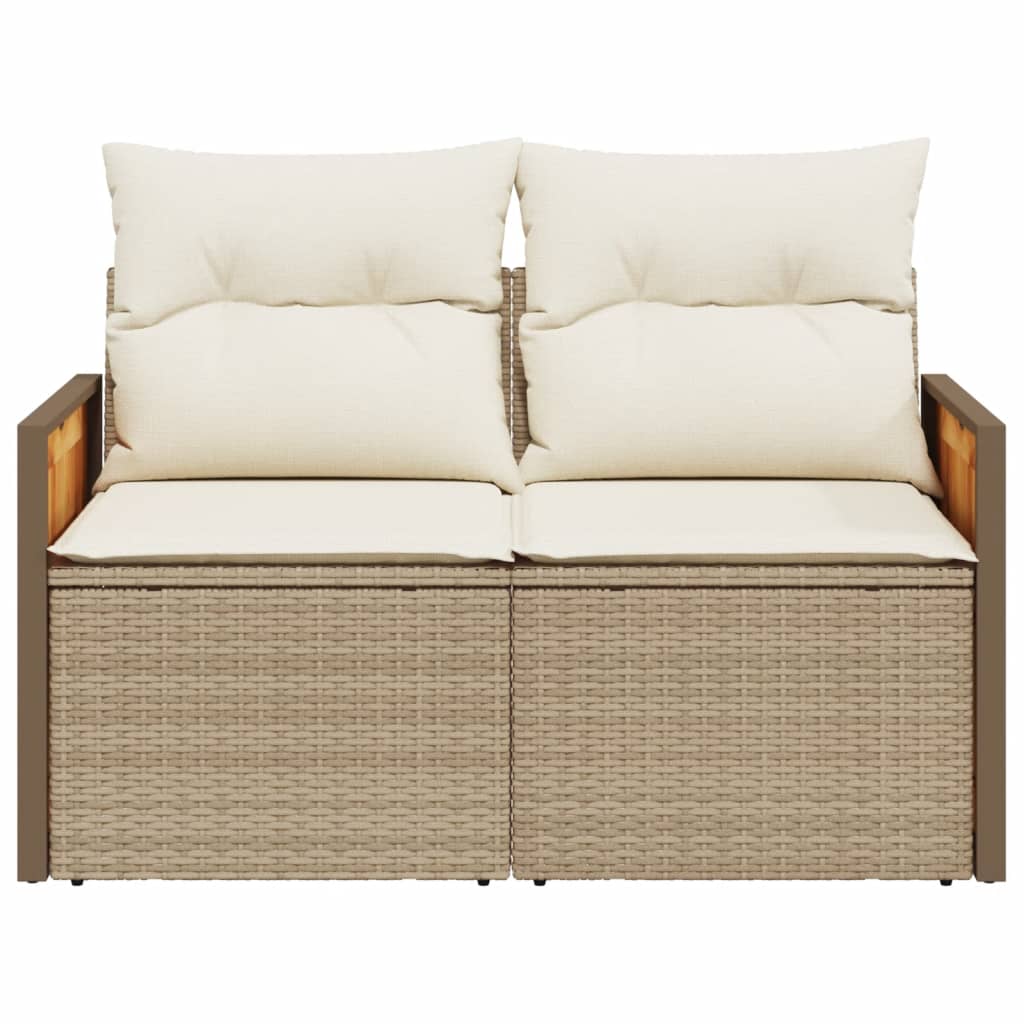 Divano da Giardino con Cuscini a 2 Posti Beige in Polyrattan 366068