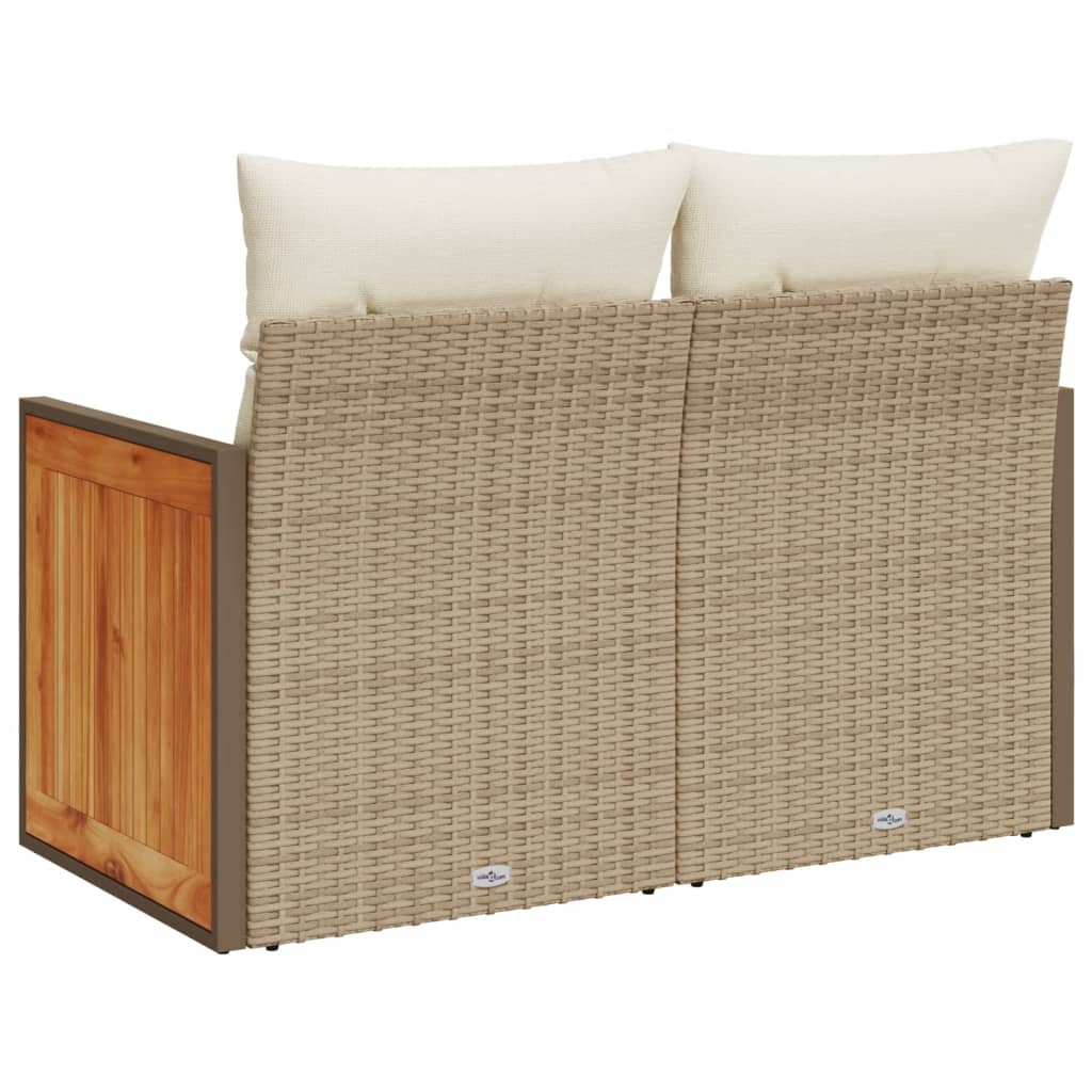 Divano da Giardino con Cuscini a 2 Posti Beige in Polyrattan 366068