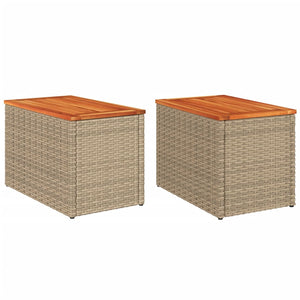 Tavolini Giardino 2pz Beige 55x34x37 Polyrattan Legno Massellocod mxl 110519