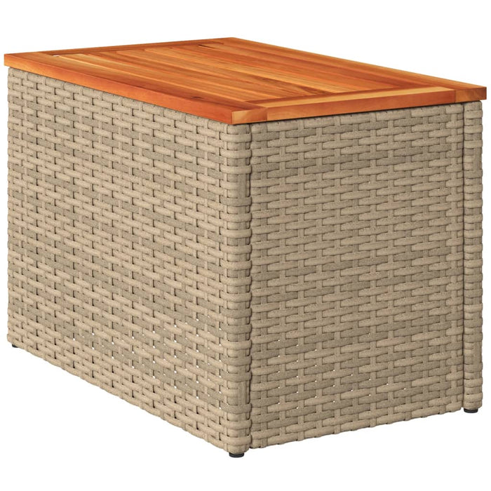 Tavolini Giardino 2pz Beige 55x34x37 Polyrattan Legno Massello 366069