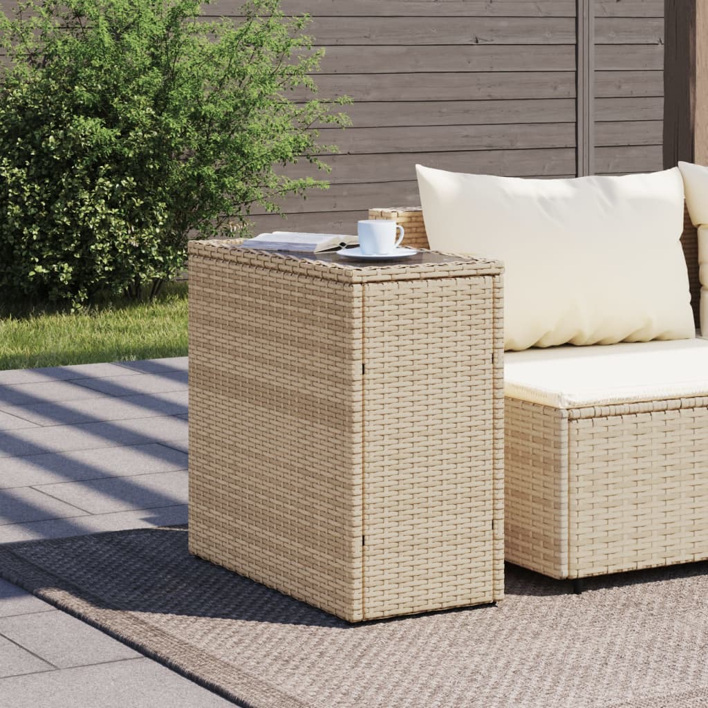 Tavolino da Giardino Piano Vetro Beige 58x27,5x55 cm Polyrattancod mxl 134550