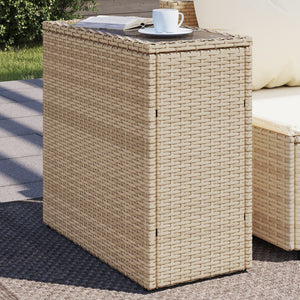 Tavolino da Giardino Piano Vetro Beige 58x27,5x55 cm Polyrattancod mxl 134550