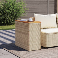 Tavolo da Giardino Piano in Legno Beige 58x27,5x55cm Polyrattan 366072