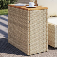 Tavolo da Giardino Piano in Legno Beige 58x27,5x55cm Polyrattan 366072