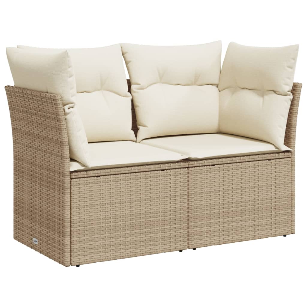 Divano da Giardino con Cuscini a 2 Posti Beige in Polyrattan 366075