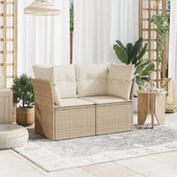 Divano da Giardino con Cuscini a 2 Posti Beige in Polyrattan 366075