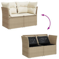 Divano da Giardino con Cuscini a 2 Posti Beige in Polyrattan 366075