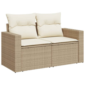 Divano da Giardino con Cuscini a 2 Posti Beige in Polyrattan 366078