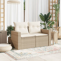 Divano da Giardino con Cuscini a 2 Posti Beige in Polyrattan 366078