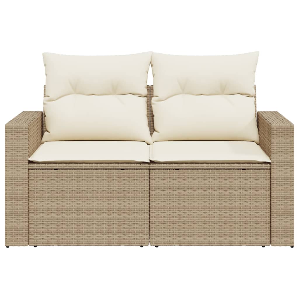 Divano da Giardino con Cuscini a 2 Posti Beige in Polyrattan 366078