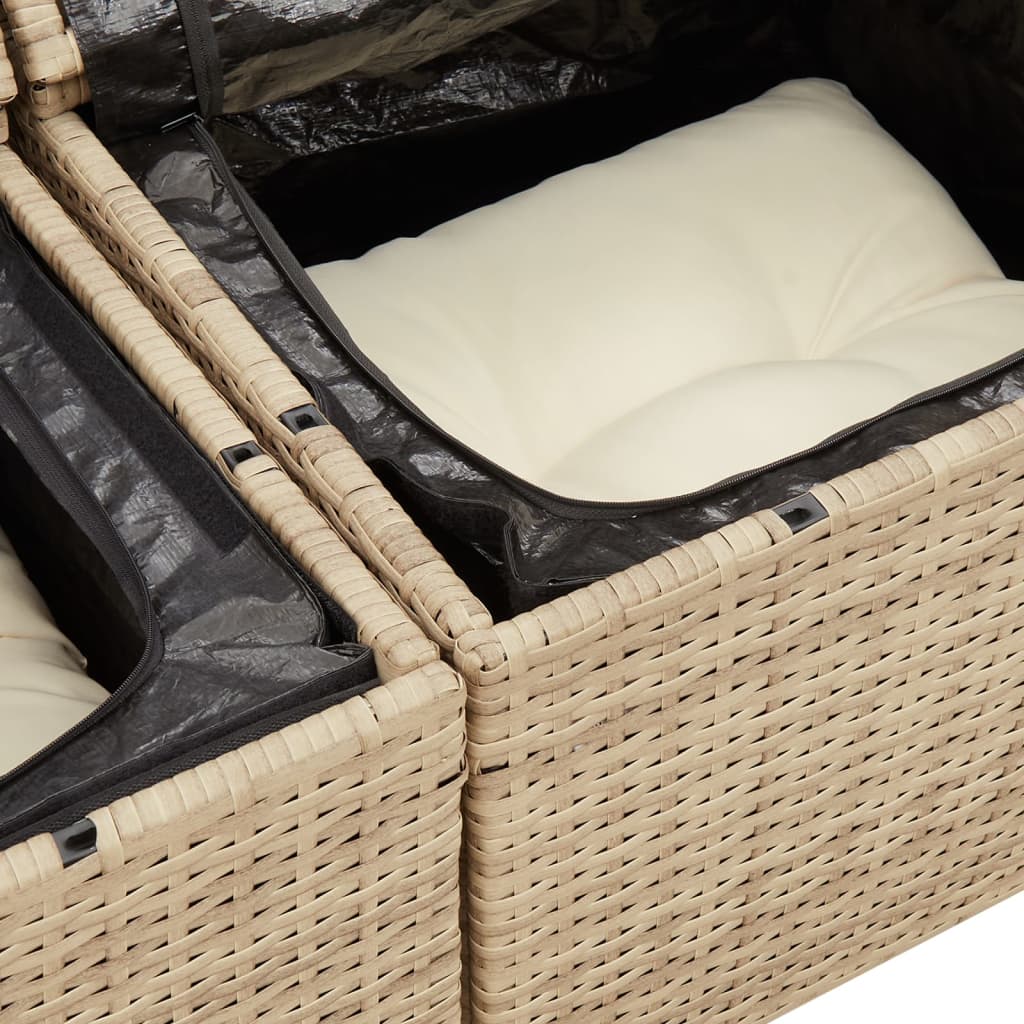 Divano da Giardino con Cuscini a 2 Posti Beige in Polyrattan 366078