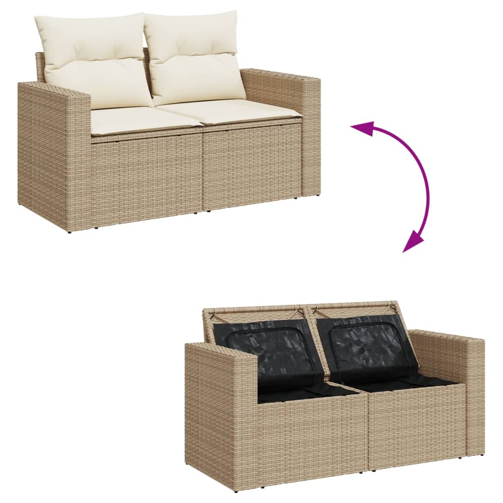 Divano da Giardino con Cuscini a 2 Posti Beige in Polyrattan 366078