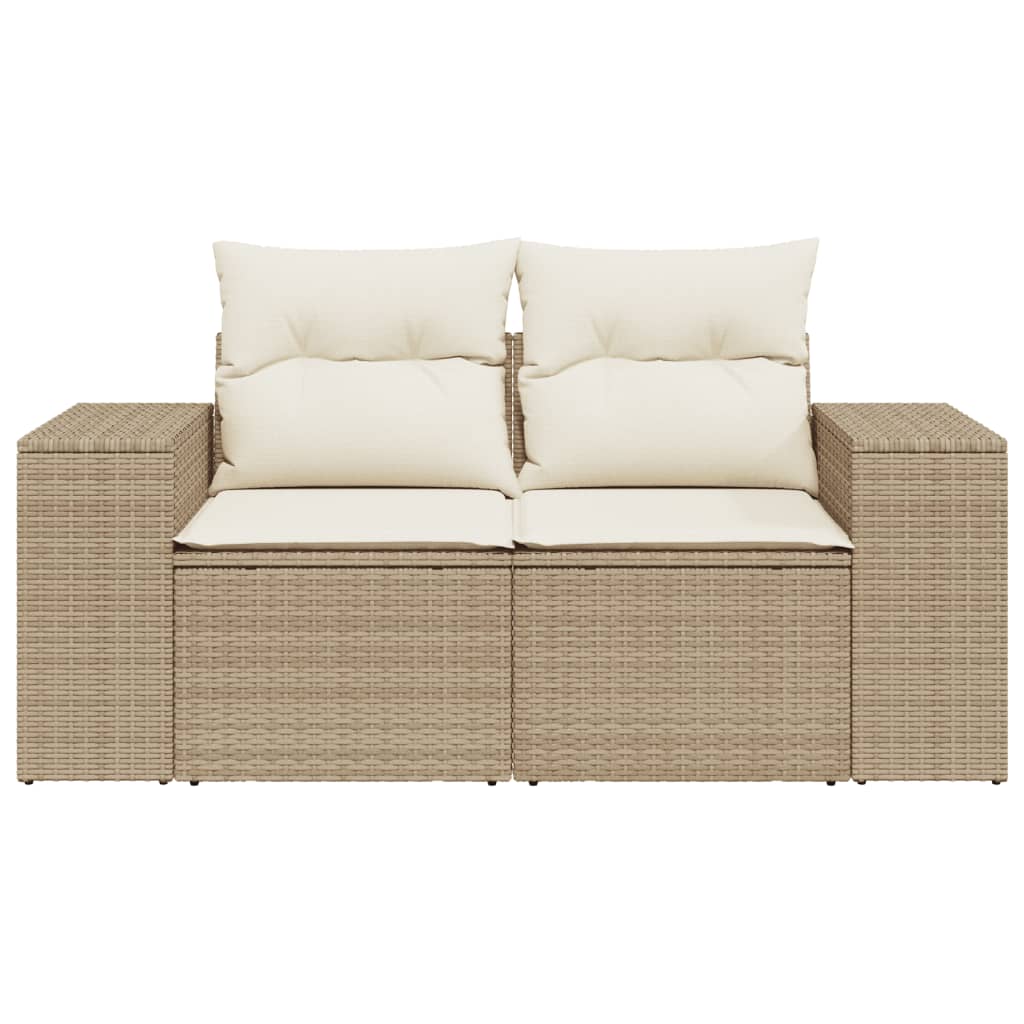 Divano da Giardino con Cuscini a 2 Posti Beige in Polyrattan 366081