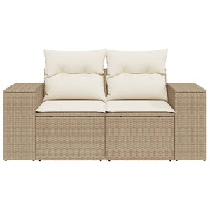 Divano da Giardino con Cuscini a 2 Posti Beige in Polyrattan 366081