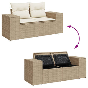 Divano da Giardino con Cuscini a 2 Posti Beige in Polyrattan 366081