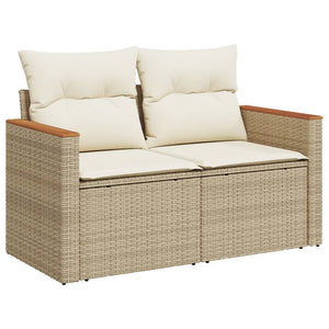 Divano da Giardino con Cuscini a 2 Posti Beige in Polyrattan 366082