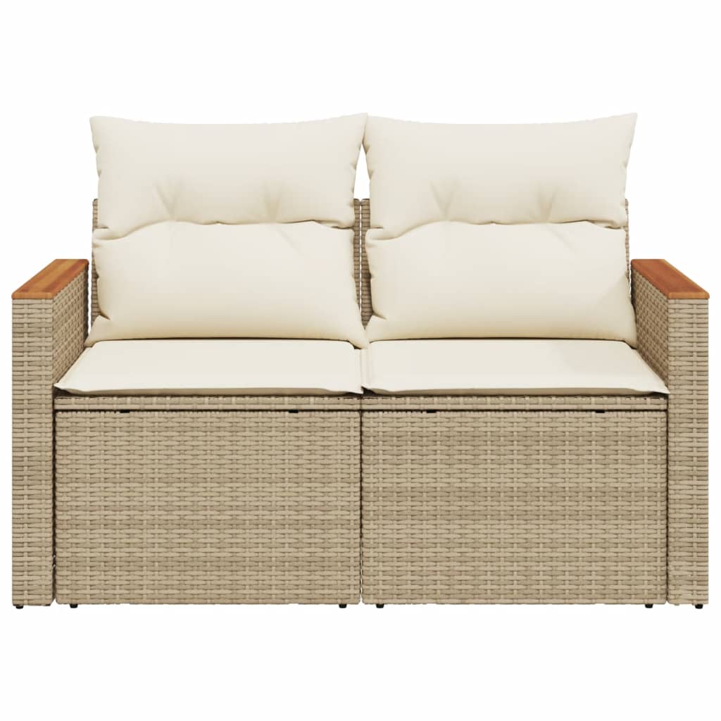 Divano da Giardino con Cuscini a 2 Posti Beige in Polyrattan 366082