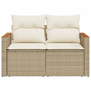 Divano da Giardino con Cuscini a 2 Posti Beige in Polyrattan 366082