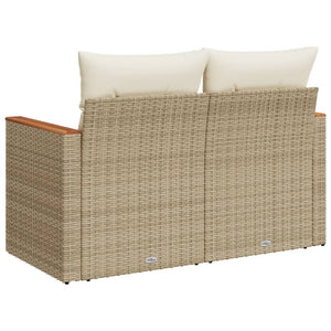 Divano da Giardino con Cuscini a 2 Posti Beige in Polyrattan 366082