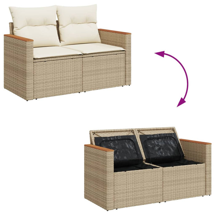 Divano da Giardino con Cuscini a 2 Posti Beige in Polyrattan 366082