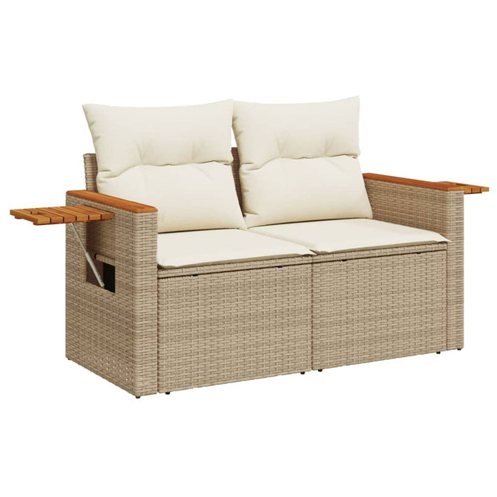 Divano da Giardino con Cuscini a 2 Posti Beige in Polyrattan 366083