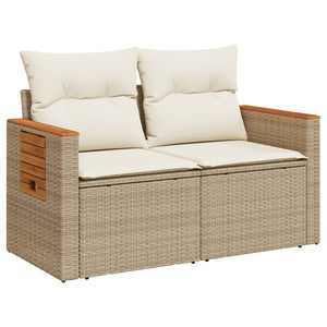 Divano da Giardino con Cuscini a 2 Posti Beige in Polyrattan 366083