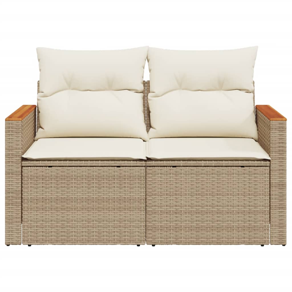 Divano da Giardino con Cuscini a 2 Posti Beige in Polyrattan 366083