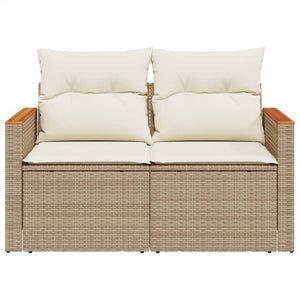 Divano da Giardino con Cuscini a 2 Posti Beige in Polyrattan 366083