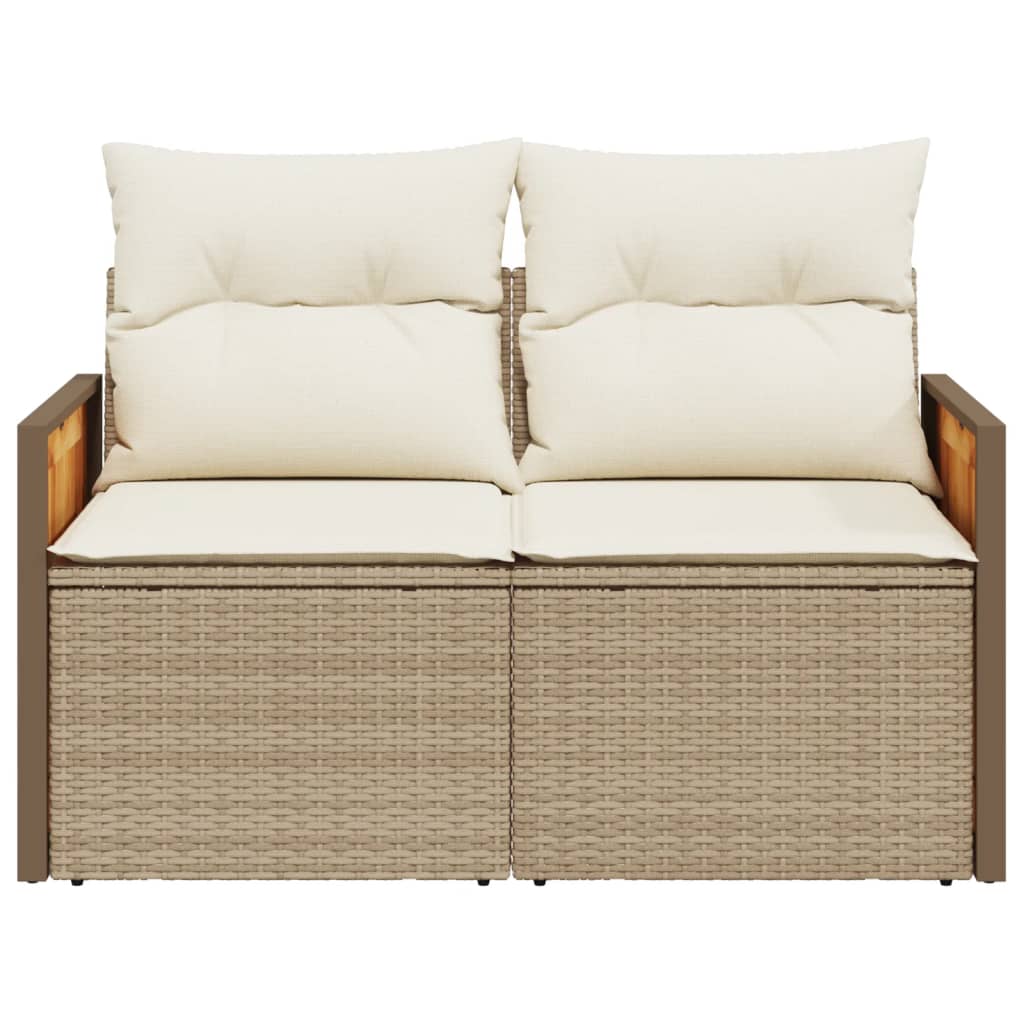 Divano da Giardino con Cuscini a 2 Posti Beige in Polyrattan 366084