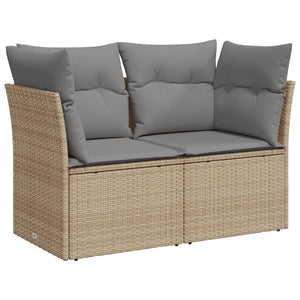 Divano da Giardino con Cuscini a 2 Posti Beige in Polyrattan 366087