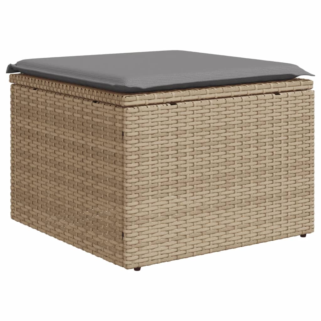 Sgabello Giardino con Cuscino Beige 55x55x37 cm in Polyrattan 366090