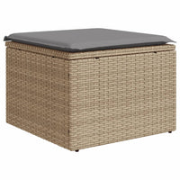 Sgabello Giardino con Cuscino Beige 55x55x37 cm in Polyrattan 366090