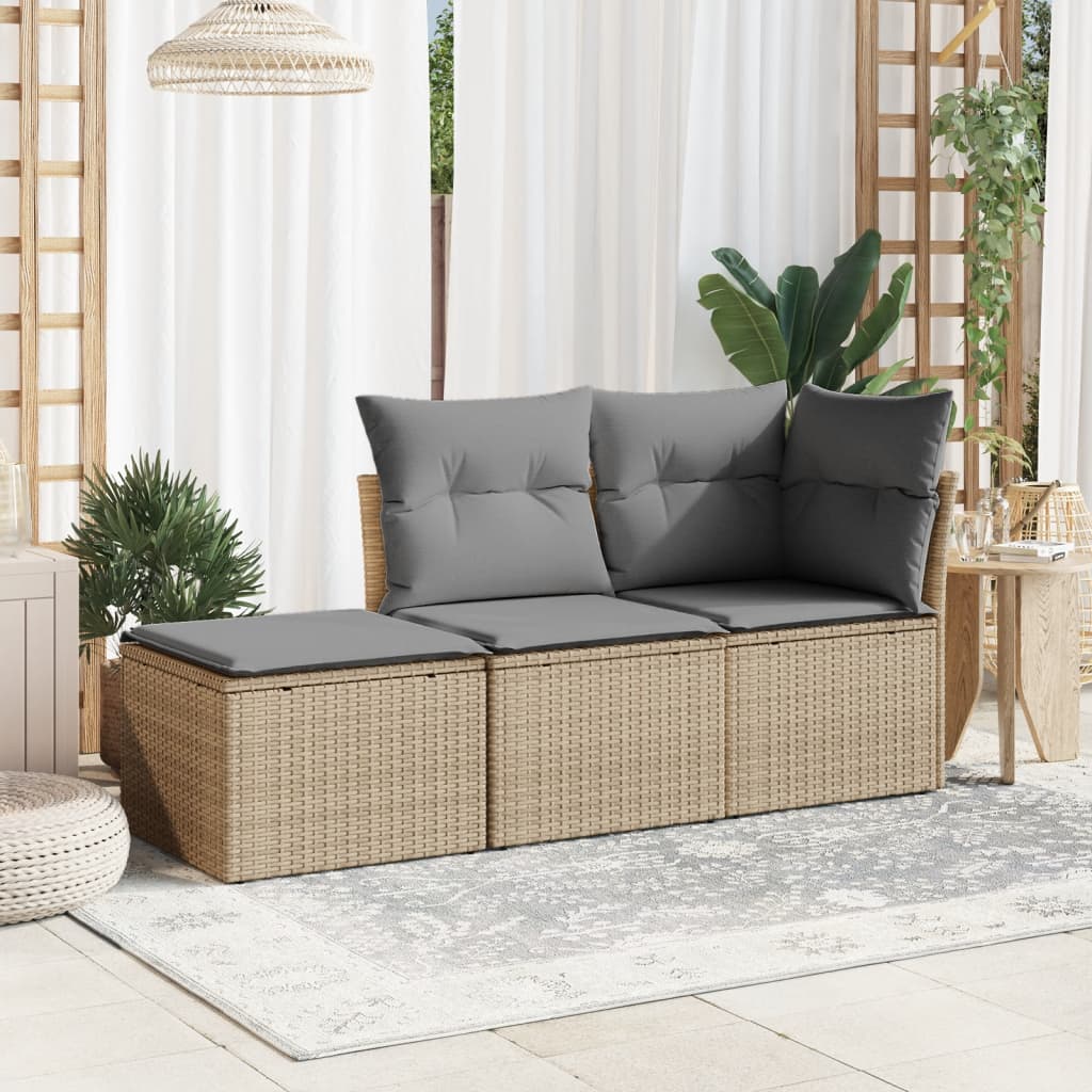 Sgabello Giardino con Cuscino Beige 55x55x37 cm in Polyrattan 366090