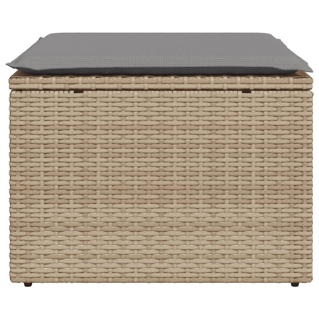 Sgabello Giardino con Cuscino Beige 55x55x37 cm in Polyrattan 366090