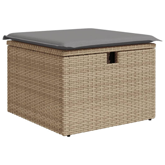 Sgabello Giardino con Cuscino Beige 55x55x37 cm in Polyrattan 366091