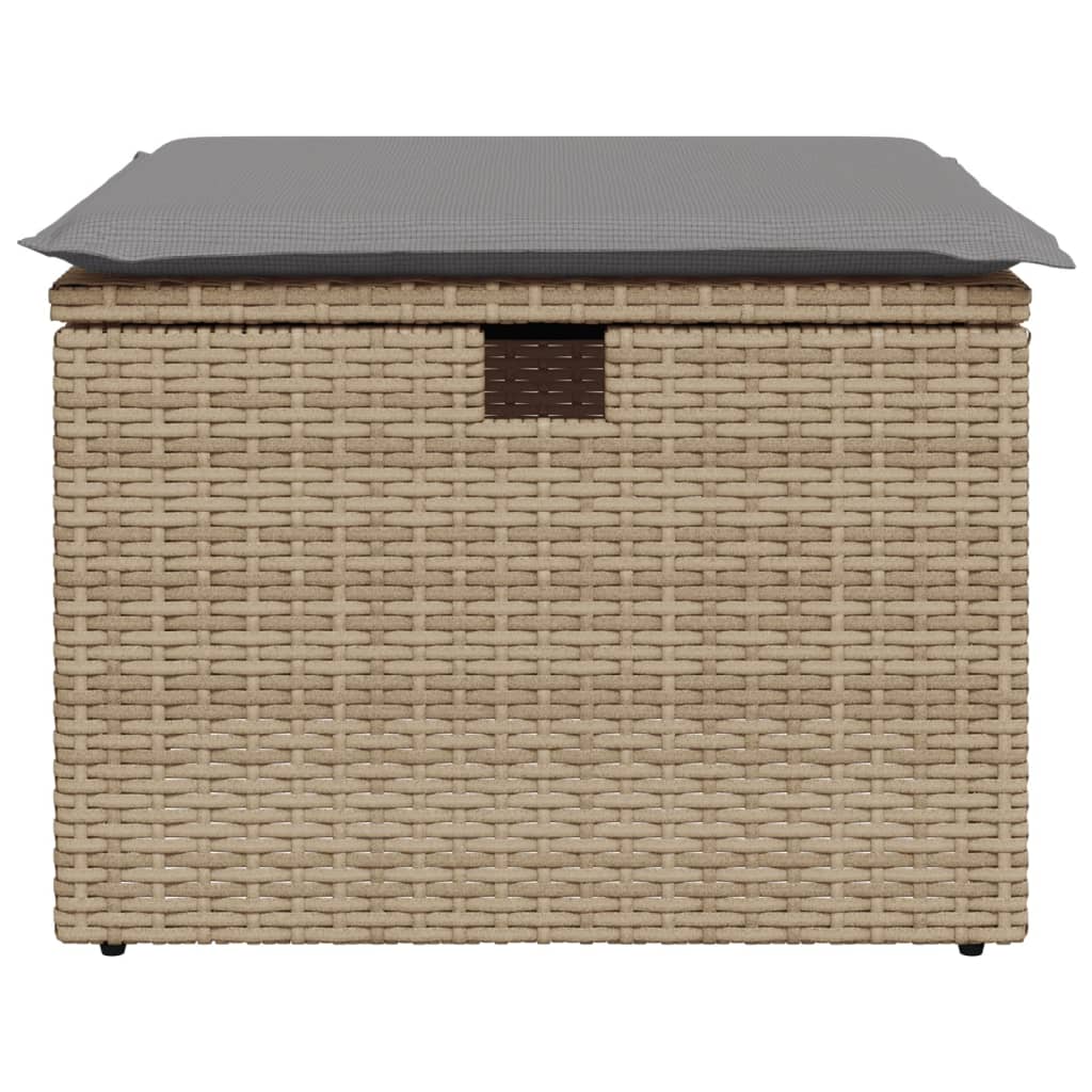 Sgabello Giardino con Cuscino Beige 55x55x37 cm in Polyrattan 366091