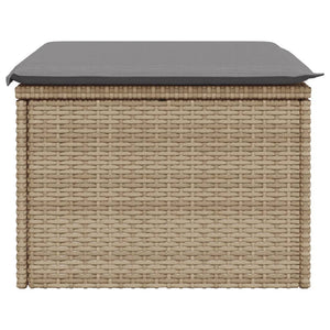 Sgabello Giardino con Cuscino Beige 55x55x37 cm in Polyrattan 366091