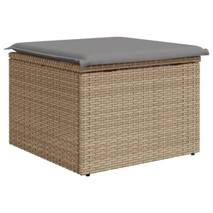 Sgabello Giardino con Cuscino Beige 55x55x37 cm in Polyrattan 366091