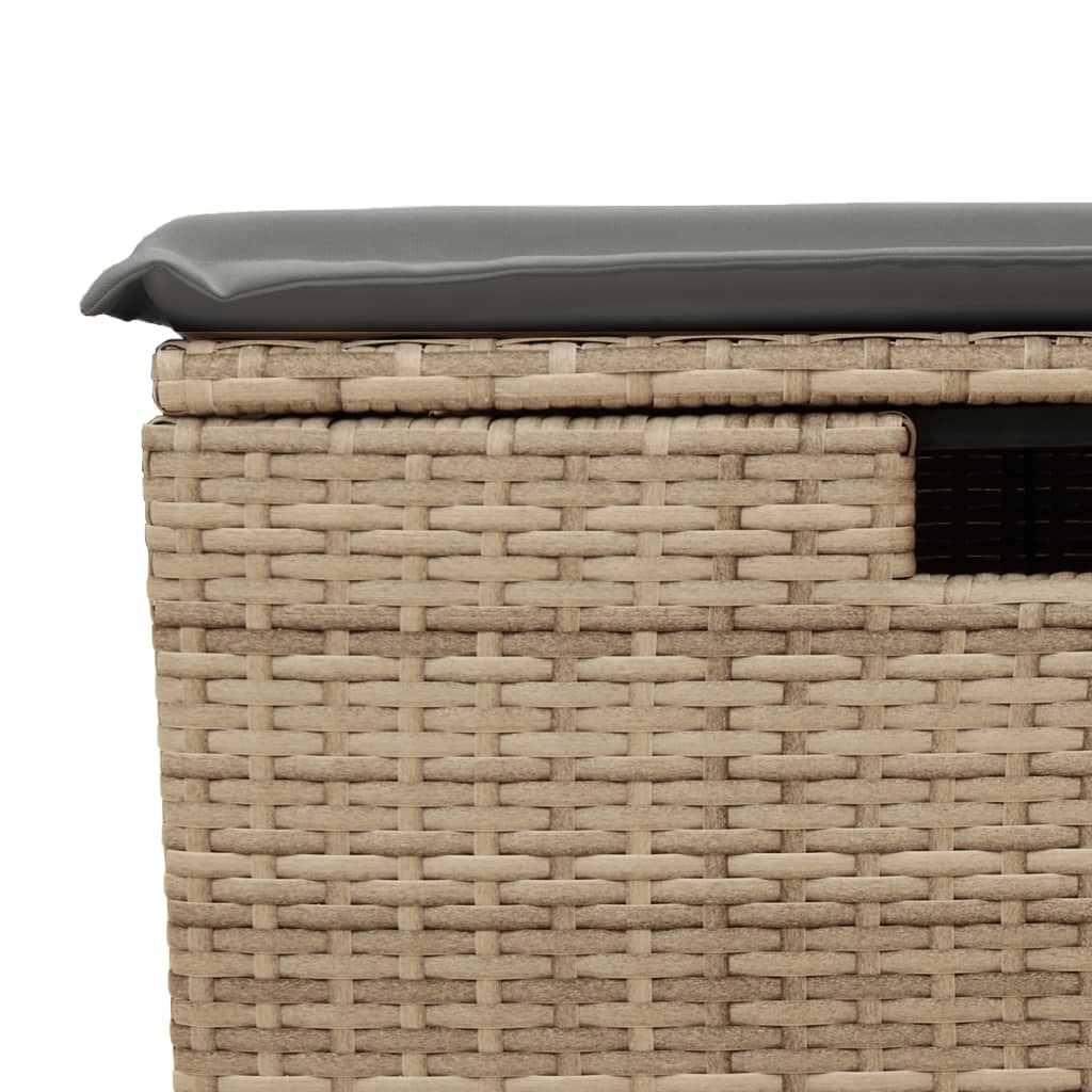 Sgabello Giardino con Cuscino Beige 55x55x37 cm in Polyrattan 366091