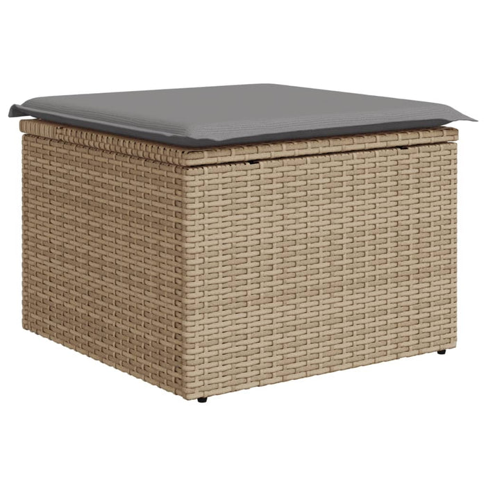 Sgabello Giardino con Cuscino Beige 55x55x37 cm in Polyrattan 366092