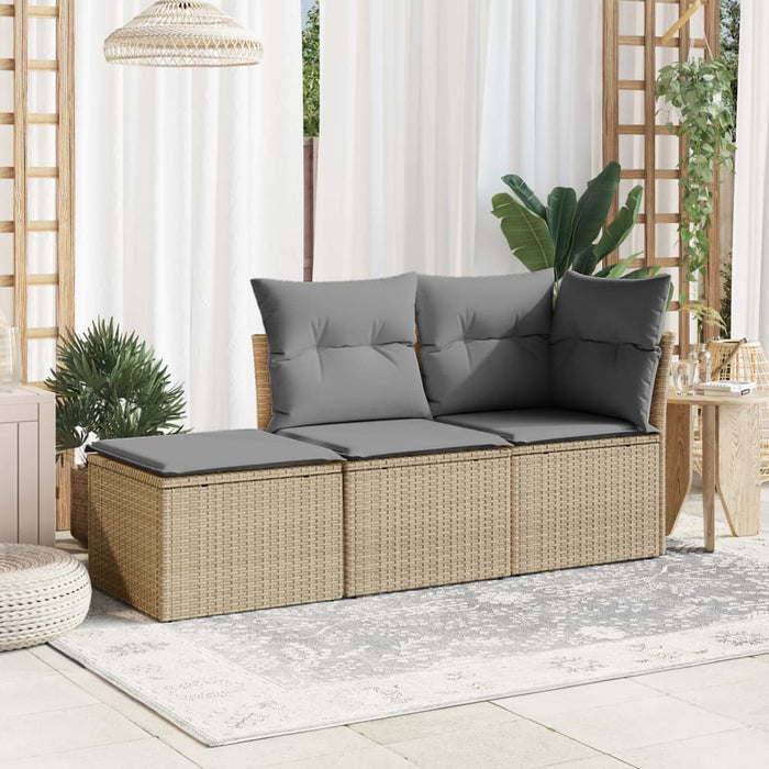 Sgabello Giardino con Cuscino Beige 55x55x37 cm in Polyrattan 366092